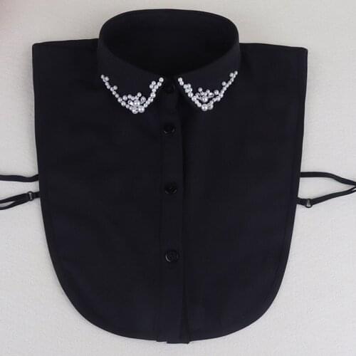 Linbaiway Chiffon Shirt Fake Collar Women False Collar Black Shirt Removable Detachable Collars Lapel Blouse Top Decoration
