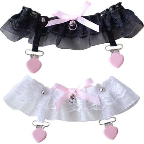 Richkeda Store New 2021 Women Ruffles Lace Sexy Thigh Ring Accessories Japanese Lolita Suspender Socks Heart Clip Gothic Punk
