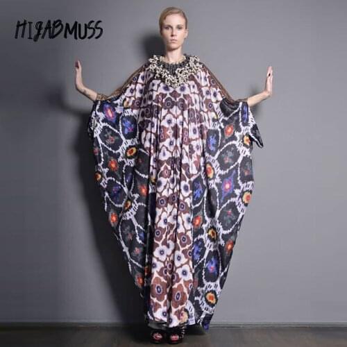 Autumn And Winter New 2021 Plus Size Womens Casual Middle East Muslim Robe Seaside Holiday Printed Dress Women