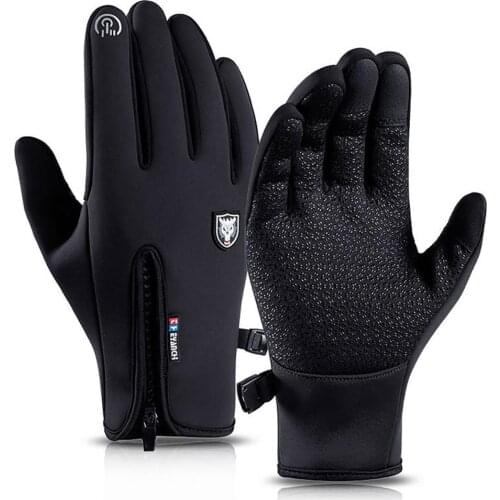 Unisex Winter Windproof Waterproof Touch Screen Zip Warm women men Cycling Skiing Gloves