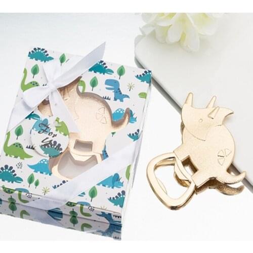 50pcs Gold Dinosaur beer bottle opener Wedding Party gift Baby birthday favors with retail box