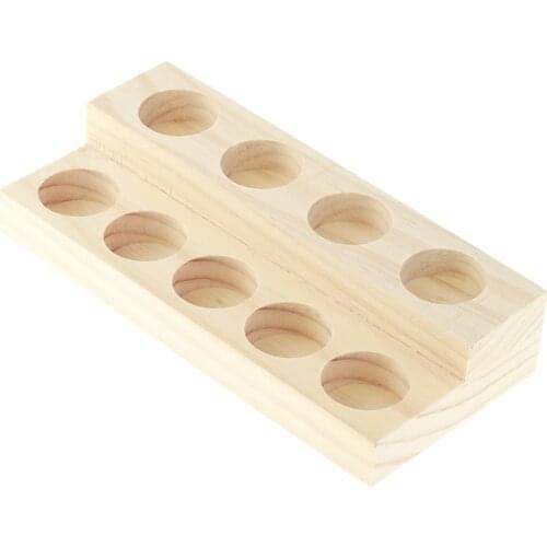 2 Layers 9 Slots Wooden Essential Oil Display Case Storage Rack Tray Holder