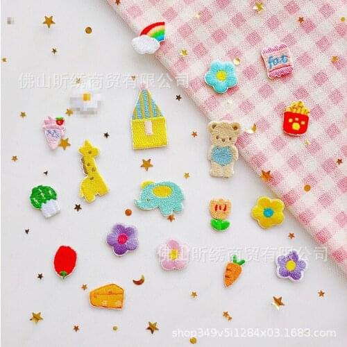 20pcs/lot Cute Thing Fun Embroidery Patches Vegetable Flower Sticker Clothing Decoration Craft Diy Iron Heat Transfer Applique