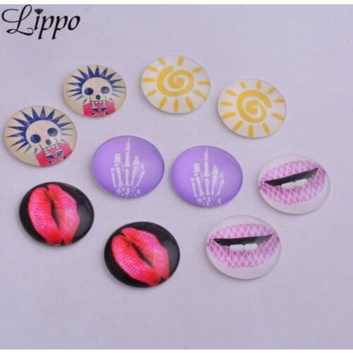 30pcs Mixed sexy Lip Round Glass Cabochons Sun photo Cobochon 14mm 18mm 20mm DIY jwelry findings