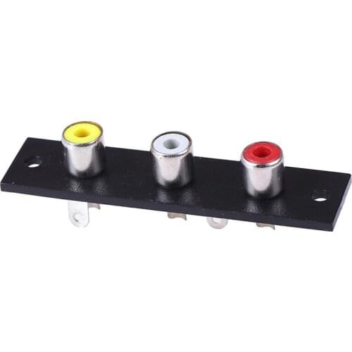 3Way RCA Connector Terminal Wall Panel Plate Input Phono Chassis Socket Audio Adapter