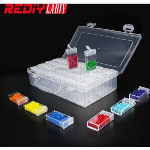 64PCS Box New Diamond Embroidery Tool Diamond Painting Beads Crafts Transparent Plastic Storage Box Jewelry Drill Storage Box