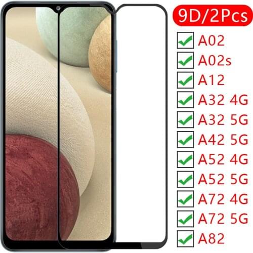 9d screen protector tempered glass case for samsung a02 a02s a12 a32 a42 a52 a72 5g a82 cover on galaxy 52a 72a protective coque