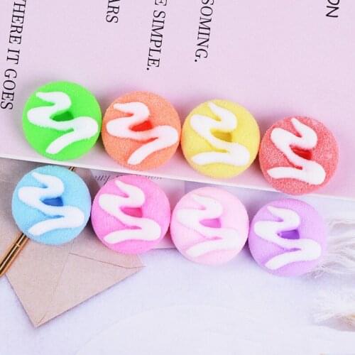 DIY Jewelry Accessories Material Food Donut Bread Resin Cabochons 10pcs colorful Embellishments Scrapbooking Charms DIY Patch