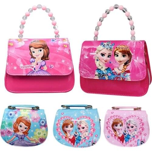 New Elsa Anna Childrens PU Cute Cartoon Princess Fashion Backpack Girls Mini Messenger Bag Baby Handbag Plush Backpack Gifts