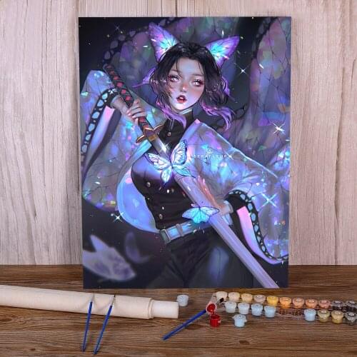 Cartoon Girl Woman Coloring By Numbers Painting Complete Kit Acrylic Paints 40*50 Paiting By Numbers Home Decor Handicraft