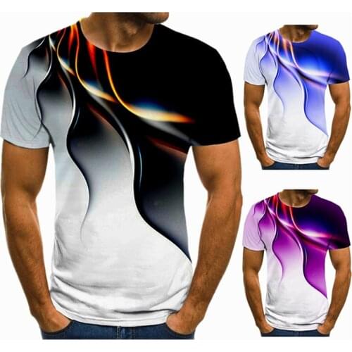 Man Casual Gradient Printing T Shirt Summer Round Neck Short Sleeve Slim All-match Tops Male Oversized Punk Street T-shirt Tees