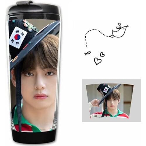 Paper Curved Cup JUNG KOOK JIMIN V SUGA JIN J HOPE Photo Portable Travel Cup Kpop Large Capacity Water Cup Tumbler