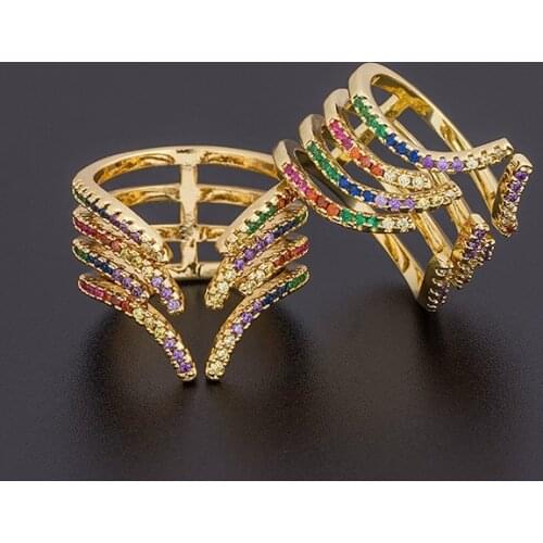 New Design Fashion Multilayer Surrounding Rings for Female Copper CZ Luxury Wedding Engagement Finger Adjustable Ring Jewelry