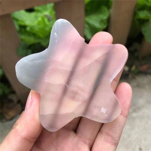 Beautiful polished plaster natural white selenite carved stars for home decoration