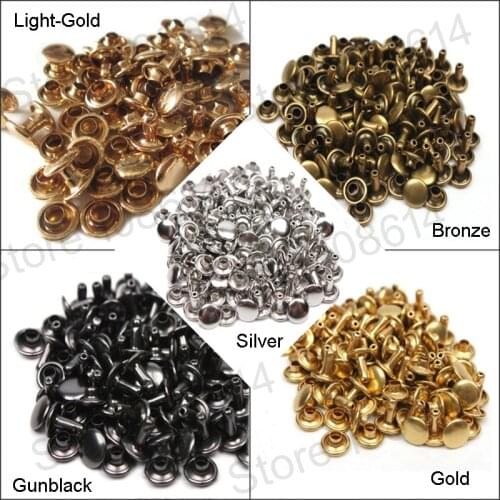 100Pcs DIY accessories 6mm double-side rivets spike stud & spikes for garment leather accessory Round flat Spikes Garment Rivets