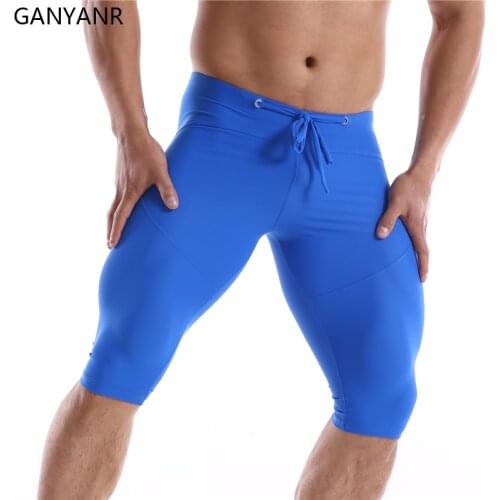 GANYANR Running Tights Men Compression Leggings Gym Sportswear Sexy Basketball Yoga Skins Sport Shorts Training Jogging Athletic