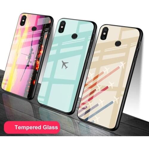 Fly Travel Tempered Glass Phone Case For Redmi Note 5 6 7 8 9 Pro Note8T Note9S Redmi8 9 Cover Shell