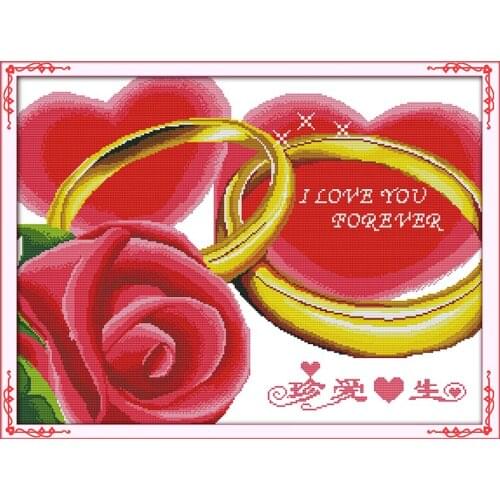 I love you forever cross stitch kit flower 18ct 14ct 11ct count printed canvas stitching embroidery DIY handmade needlework