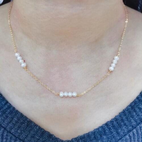 Natural Pearl Necklace Handmade 14K Gold Filled Chain Choker Pendants Boho Collier Femme Perle Pearl Jewelry Women Necklace