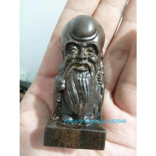 Nuevo cuero negro madera tallado manillar creativo pequeño juego colgante ébano madera artesanía longevidad estrella