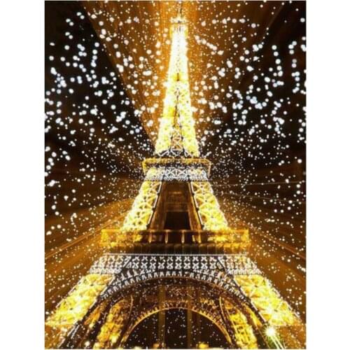 Landscape mosaic embroidery craft paris tower night diamond painting kits beads picture wall paper stones drawing christmas gift