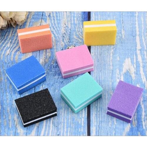 500pcs/lot mini nail file buffer block colorful sanding tools pedicure file nail art manicure accessories wholesale
