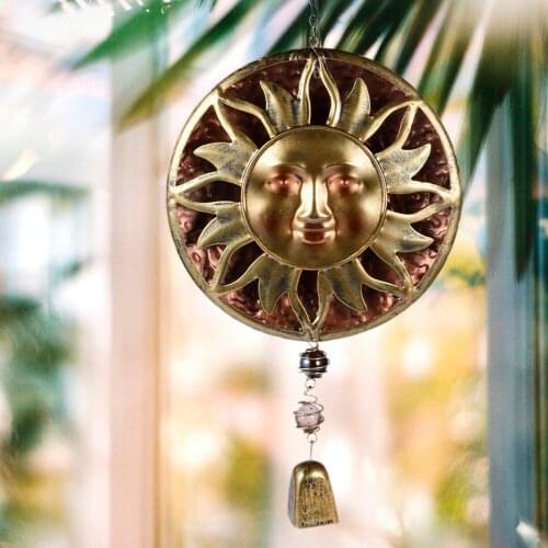 1PCS Sun Moon Wind Chimes Metal Crafts Luminous Creative Home Decor Outdoor Garden Balcony Pendants Wall Hangings Wind Chime