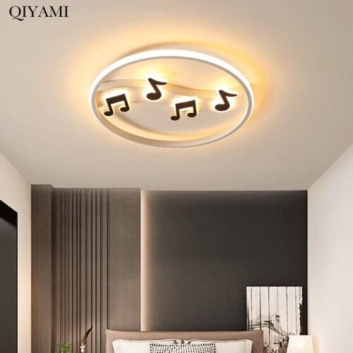 New Music note shape Ceiling Lights Girl Children Room Bedroom Modern LED Lighting Surface Mount Remote Control Indoor Lamp