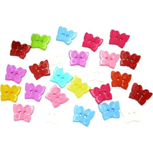 100Pcs Mixed Butterfly Acrylic Sewing Buttons For Clothing Flatback Cabochon Scrapbooking Crafts Decoration Diy Accessories