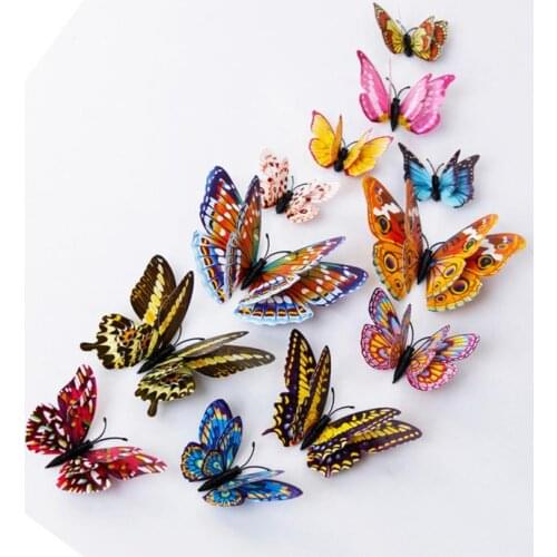 Rish Day 12pcs 3D Butterfly Design Decal Art Wall Stickers Room Magnetic Home Decor Easter 2021 Kids Gift