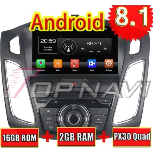 Topnavi Quad Core Android 8.1 Car GPS Navigation for Ford Focus 2012 2013 2014 2015 2016 Multimedia Audio Stereo DVD Player