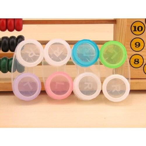 10pcs new High quality Clean Holder Portable Contact lens case Half a candy color transparent Lenses box Double box 6*2.8*1.5CM