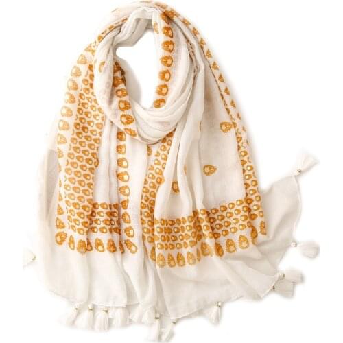 2021 Beautiful Cotton Gold Foil Print Tassel Scarf Shawls Long Soft Women Head Geometry Scarves Hijab Wrap Free Shipping