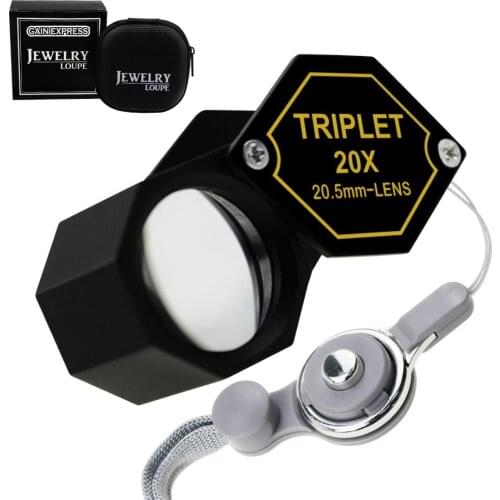 20x Magnifications 20.5mm Jeweler Gem Loupe Triplet Lens Magnifier Jewelry Optical Glass Great Professional Hobbyist Stamp