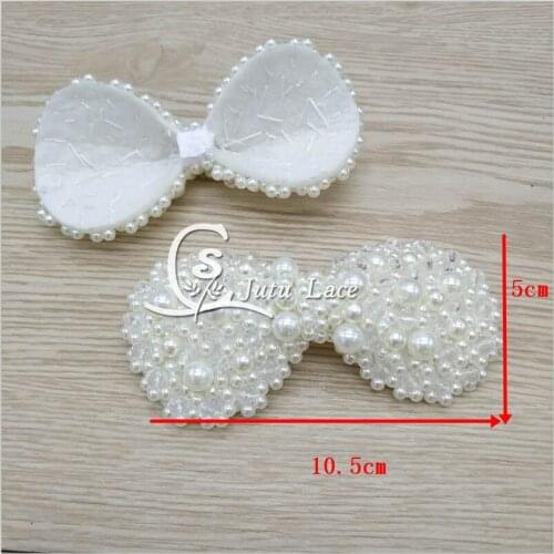 30pcs/lot, Pearl bow DIY handmade headband bows with beads Hair accessories shoes dress apparel accessories