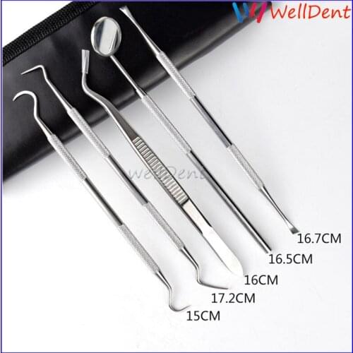 5pcs/Lot Dental Oral Cavity Checker Tool Set Stainless Kit Teeth Clean Hygiene Dental Materials Dental Instrument