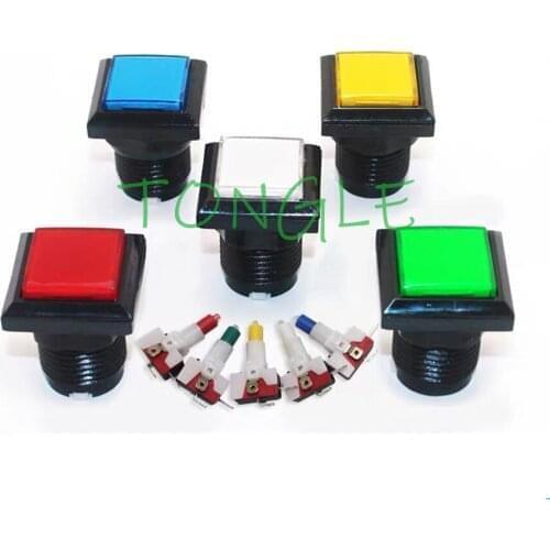 50pcs/lot 33mm Square LED Arcade Push Button 12V lluminated Start Buttons For Jamma MAME DIY Kit