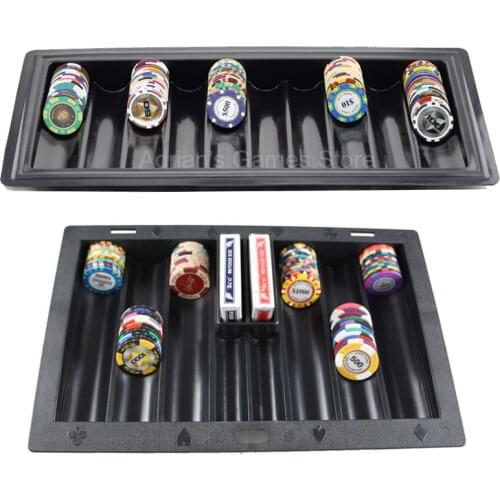 350/500pcs Poker Chips Trays ABS Storage Box Poker Table Accessory Game Chips Cases Container Playing Cards Decks