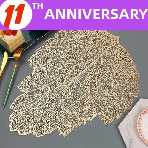 6PCS Creative hollow pvc leaf placemat party creative model room decoration non-slip insulation pad