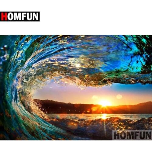 HOMFUN Full Square/Round Drill 5D DIY Diamond Painting "Wave" Embroidery Cross Stitch 5D Home Decor Gift A07649