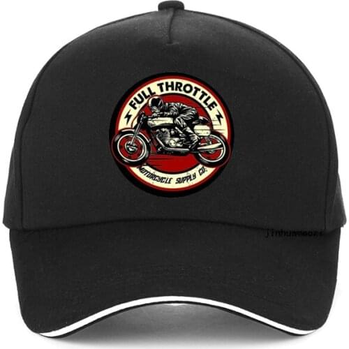 Full Throttle Cafe Racer Rockabilly Biker Baseball cap Outdoor Riding Hats Breathable Unisex Cotton Snapback Hat
