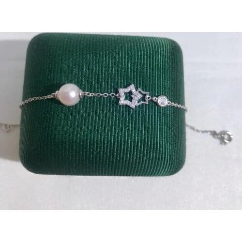 Star 925 Sterling Silver Bracelet Settings Findings Mountings Base Parts Bangle for Crystal Agate Pearls Jade Coral Beads