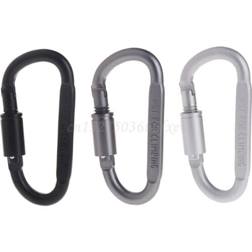 D Shaped Camping Carabiner Aluminum Alloy Locking Hook Ring Key Climbing Tools