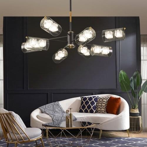 2021 Kitchen Island Black Iron Decorative Hanging Lamp Clear Shade Restaurant Hand Nordic Modern Glass Pendant Lights