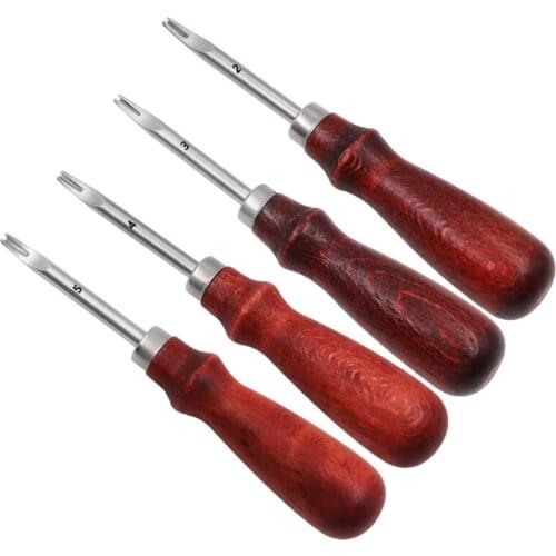 Wood Handle Leather Edge Beveler Craft Leather Edge Cutter Trimmer Skiving Tool Leather Carving DIY Practical Sharpener