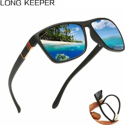 LongKeeper Men Polarized Sunglasses Mens Fashion Flexible Square Driving Sun Glasses Male Anti-UV Travel Eyewear UV400 Oculos