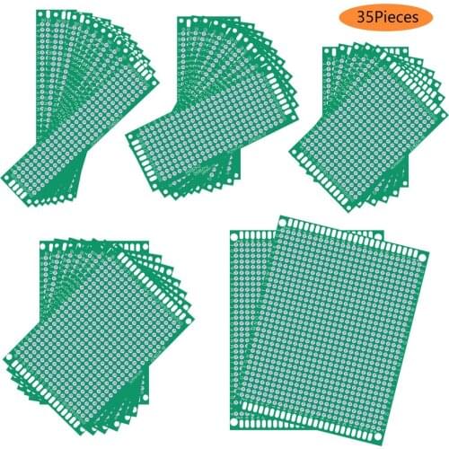 Double Sided PCB Board Prototype Kit, 35Pcs Universal Printed Circuit Board 5 Sizes for DIY Soldering Electronic Project