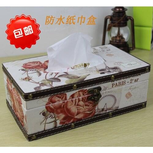 European creative pastoral waterproof tissue box tray pumping cute wooden barrel pumping paper napkin box fashion box