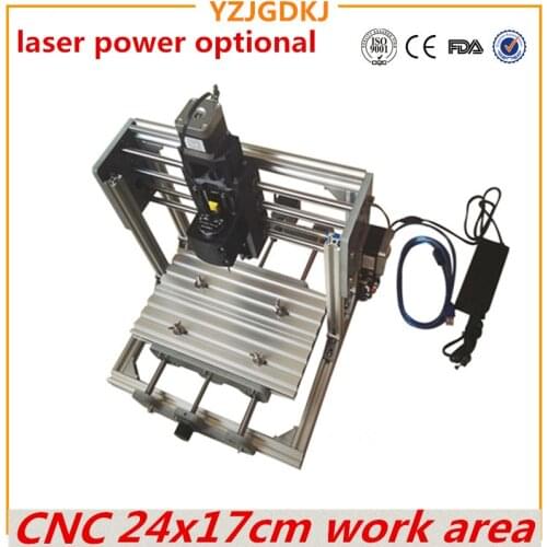 CNC 2417 Mini PCB Milling Machine, High Power Laser Wood Carving CNC Router GRBL Control DIY Engraving for Wood laser aptional