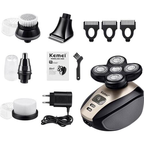 Kemei 5 in 1 Electric Shaver Men Nose Hair Trimmer Washable 4D Floating Blade Head Shaving Beard Trimmer Razor Hair Cutter